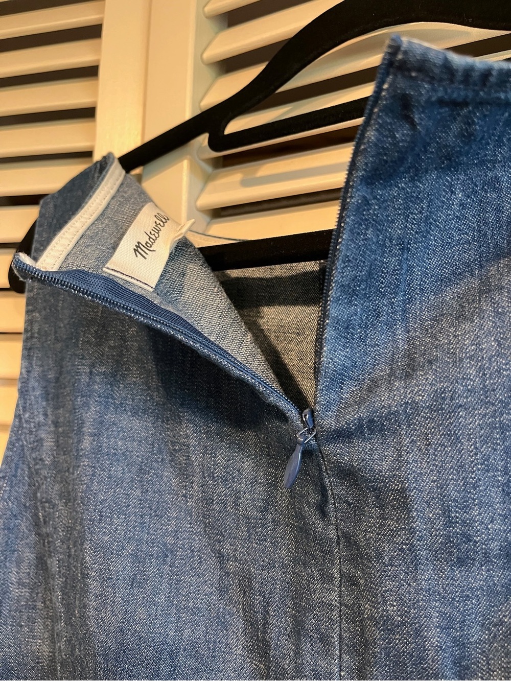 💙 Madewell Dark Blue Denim Sleeveless Fit and Flair Dress - Picture 5 of 6